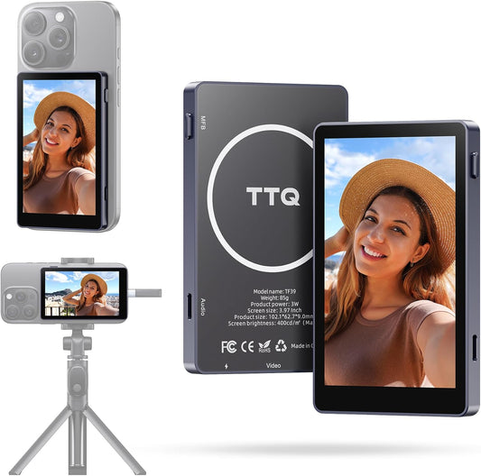 4K Magnetic Vlog Selfie Monitor Screen with Bluetooth Remote - Perfect for TikTok & Live Streaming on iPhone & Android