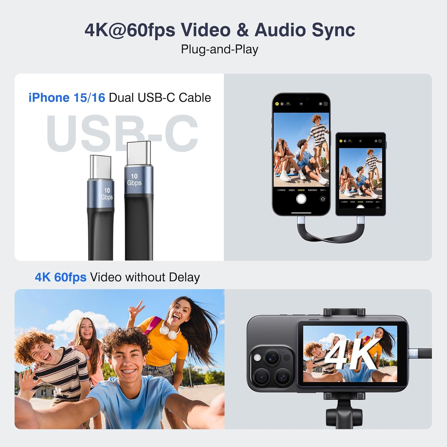 4K Magnetic Vlog Selfie Monitor Screen with Bluetooth Remote - Perfect for TikTok & Live Streaming on iPhone & Android