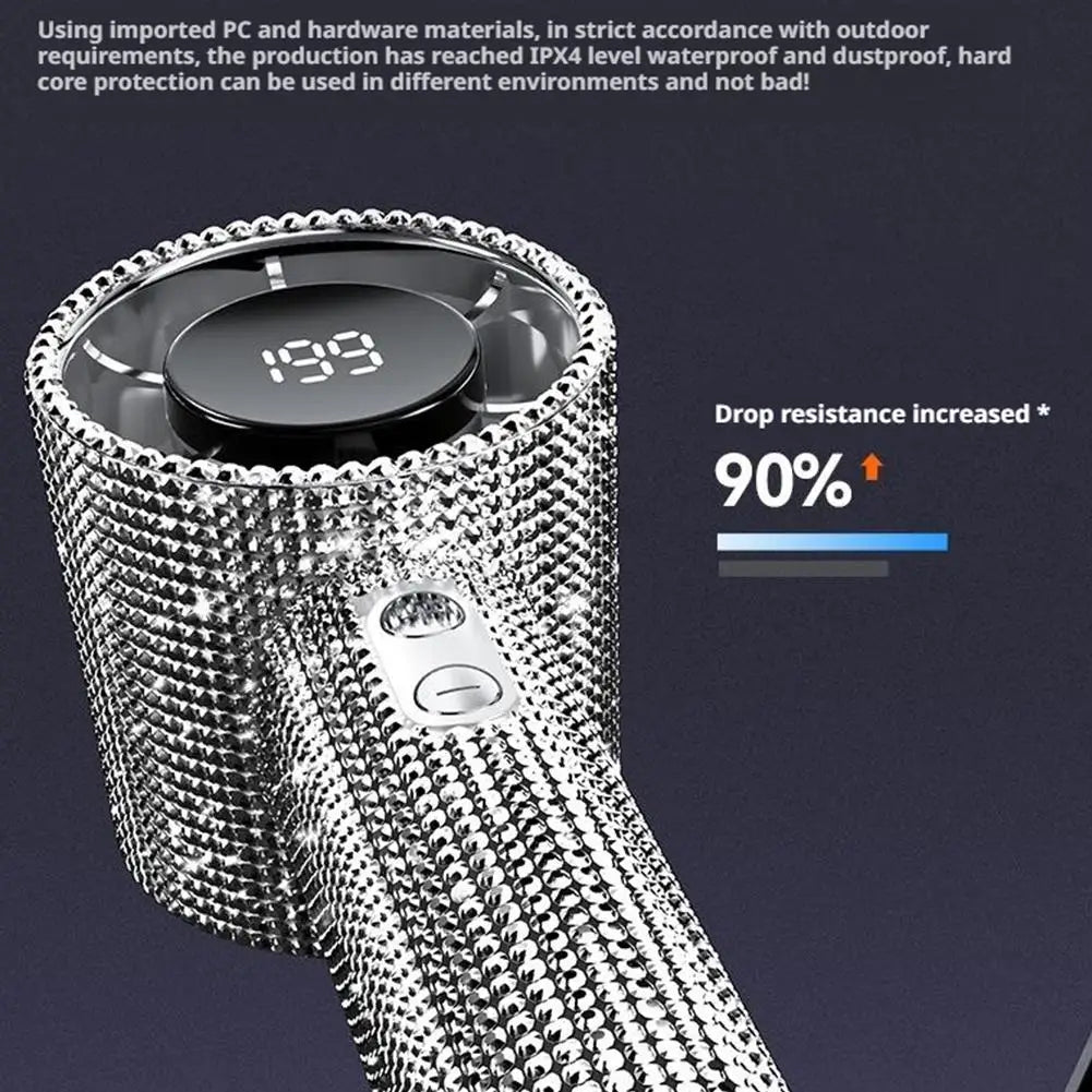 199-Speed Diamond-Covered Portable Handheld Fan - Rechargeable Ice Cooling for Outdoor Adventures