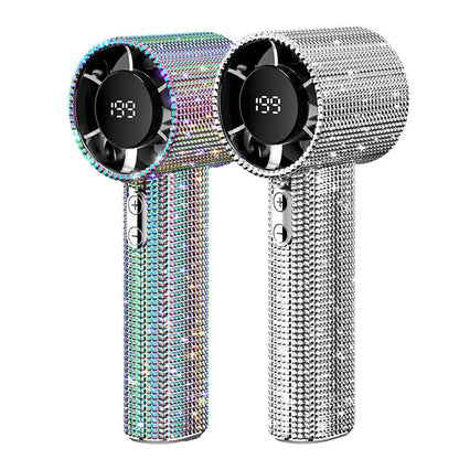 199-Speed Diamond-Covered Portable Handheld Fan - Rechargeable Ice Cooling for Outdoor Adventures