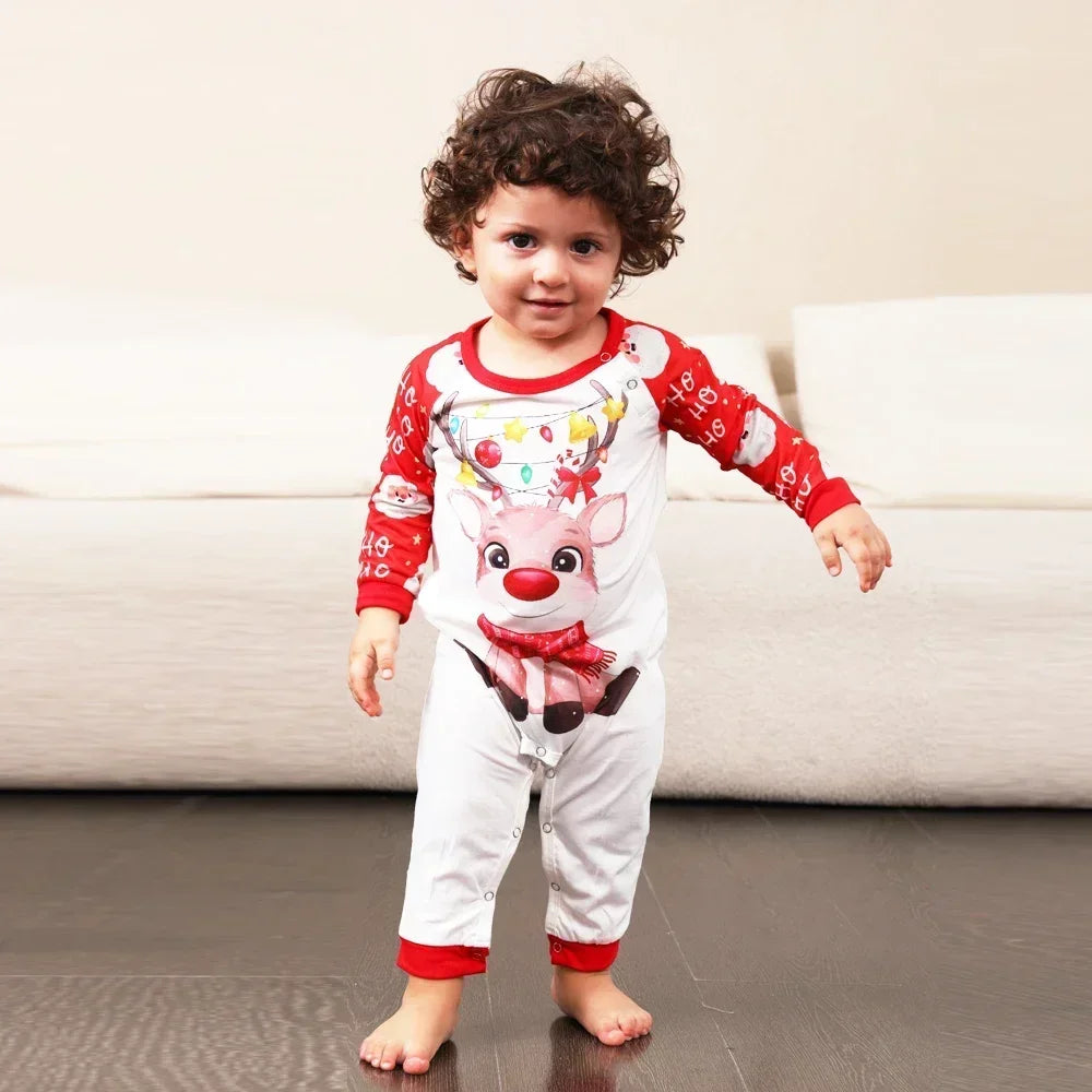 2025 Family Christmas Pajamas Set - Adorable Elk Print Matching Outfits for Parents and Kids - Soft and Cozy Sleepwear for the Holidays