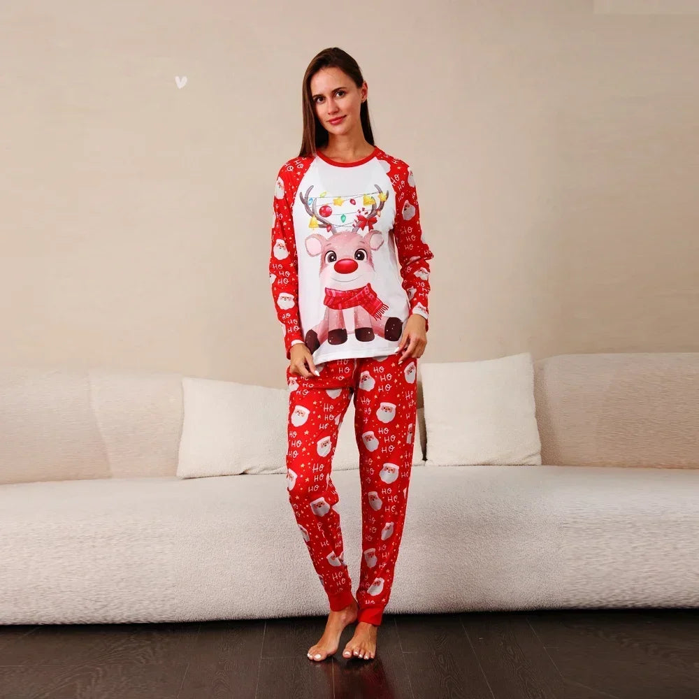 2025 Family Christmas Pajamas Set - Adorable Elk Print Matching Outfits for Parents and Kids - Soft and Cozy Sleepwear for the Holidays
