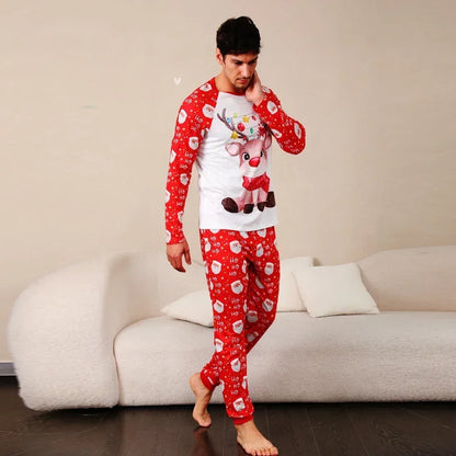 2025 Family Christmas Pajamas Set - Adorable Elk Print Matching Outfits for Parents and Kids - Soft and Cozy Sleepwear for the Holidays