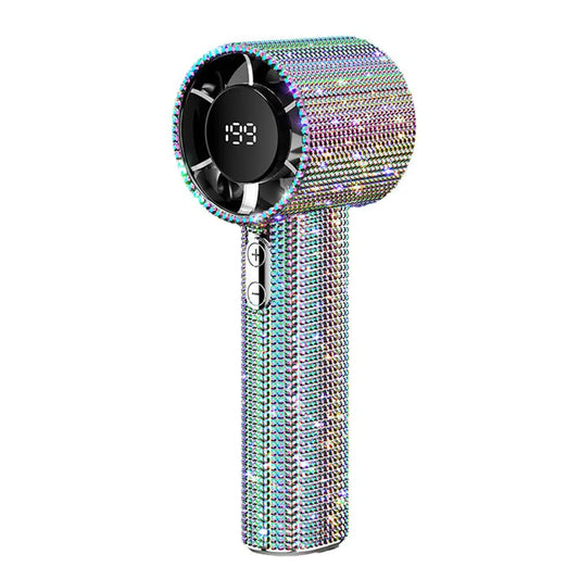 199-Speed Diamond-Covered Portable Handheld Fan - Rechargeable Ice Cooling for Outdoor Adventures
