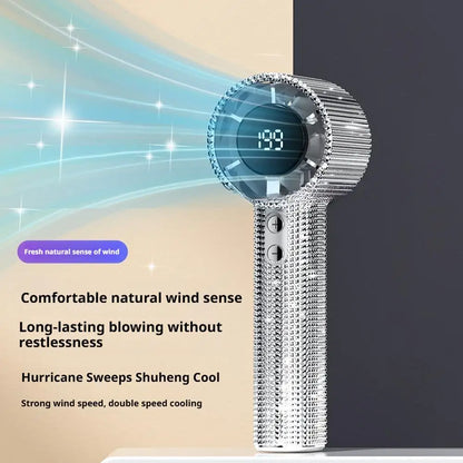 199-Speed Diamond-Covered Portable Handheld Fan - Rechargeable Ice Cooling for Outdoor Adventures