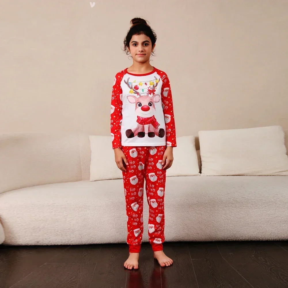 2025 Family Christmas Pajamas Set - Adorable Elk Print Matching Outfits for Parents and Kids - Soft and Cozy Sleepwear for the Holidays